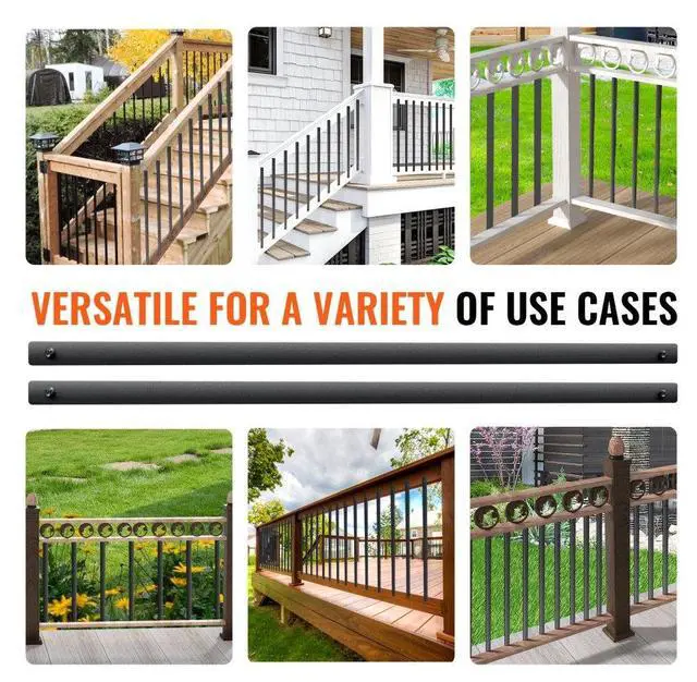 Alt view image 6 of 7 - VEVOR Staircase Metal Balusters, 38'' x 1'' Flat Aluminum Alloy Decorative Banister Spindles, 72 Pack Deck Baluster with Screws, Classic Hollow Deck Railing Satin Black Powder Coated for Porch