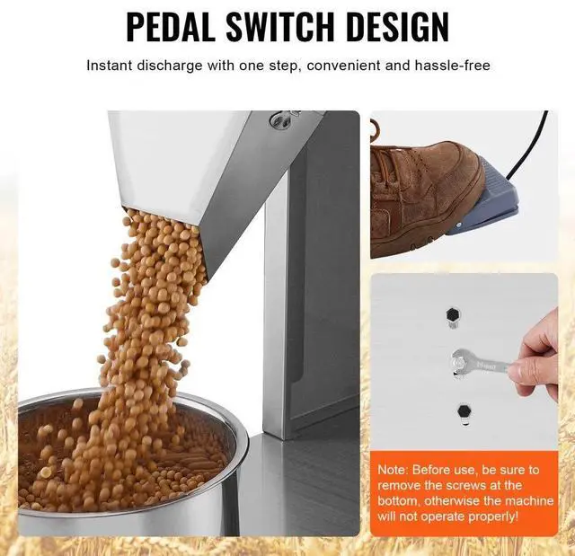 Alt view image 5 of 7 - VEVOR Particle Filling Machine, 0.022-2.2 lbs/10-1000g, Automatic Filler Machine with Foot Pedal, Stainless Steel Weighing Filling Machine, Weigh Filler for Beans Seeds Grains Tea Granular Packing