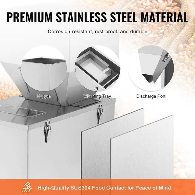 Alt view image 6 of 7 - VEVOR Particle Filling Machine, 0.022-2.2 lbs/10-1000g, Automatic Filler Machine with Foot Pedal, Stainless Steel Weighing Filling Machine, Weigh Filler for Beans Seeds Grains Tea Granular Packing