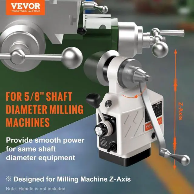 Alt view image 2 of 7 - VEVOR Z-Axis Power Feed for Milling Machine, 450 in-lb Torque, 0-200RPM Adjustable Rotate Speed 120V Power Table Feed Mill Feeder, for Bridgeport Some Knee Type Mills with a 5/8" End Shaft Diameter