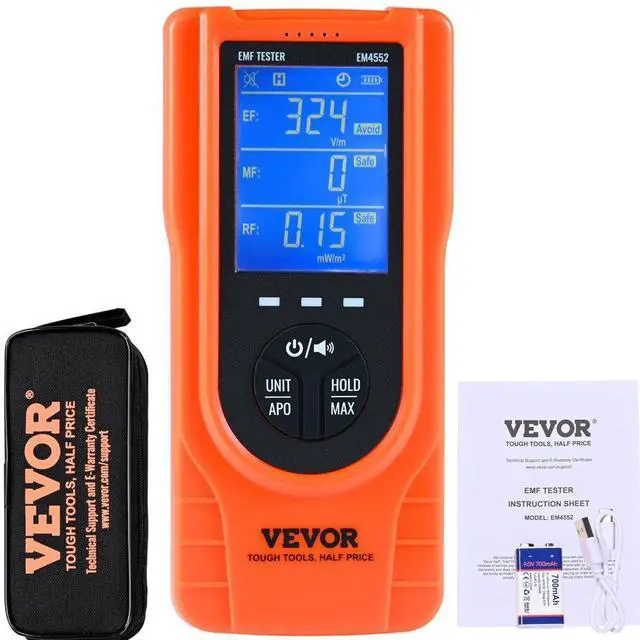 Main image of VEVOR 3-in-1 EMF Meter, 5Hz - 3.5GHz, Handheld Rechargeable Electromagnetic Field Radiation Detector, Digital LCD EMF Tester for EF MF RF Home Inspections Outdoor Ghost Hunting Paranormal Equipment