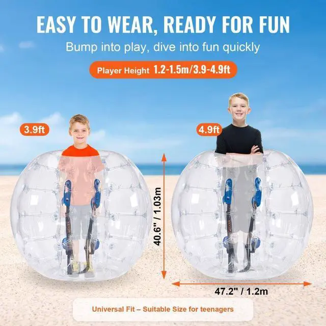 Alt view image 3 of 14 - VEVOR Inflatable Bumper Balls 2-Pack, 4FT/1.2M Body Sumo Zorb Balls for Teen, 0.8mm Thick PVC Human Hamster Bubble Balls for Outdoor Team Gaming Play, Bumper Bopper Toys for Garden, Yard, Park