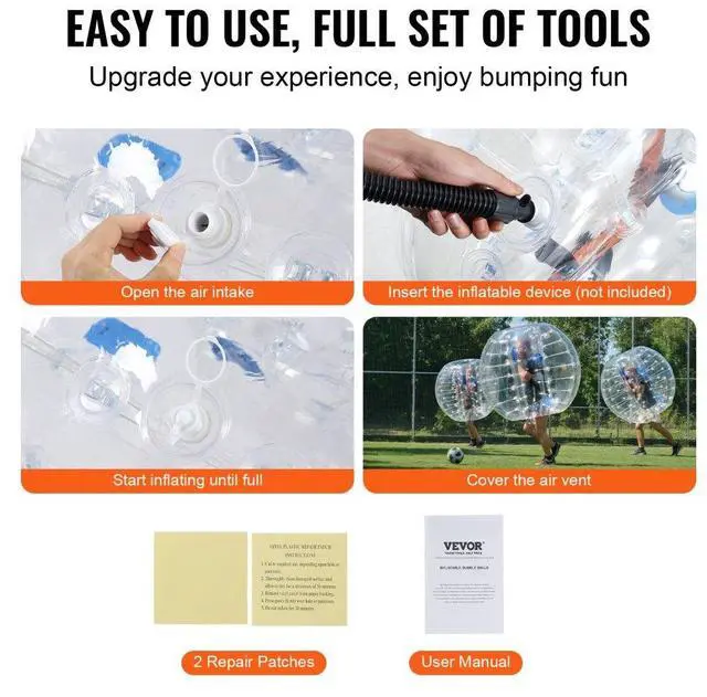 Alt view image 5 of 14 - VEVOR Inflatable Bumper Balls 2-Pack, 4FT/1.2M Body Sumo Zorb Balls for Teen, 0.8mm Thick PVC Human Hamster Bubble Balls for Outdoor Team Gaming Play, Bumper Bopper Toys for Garden, Yard, Park