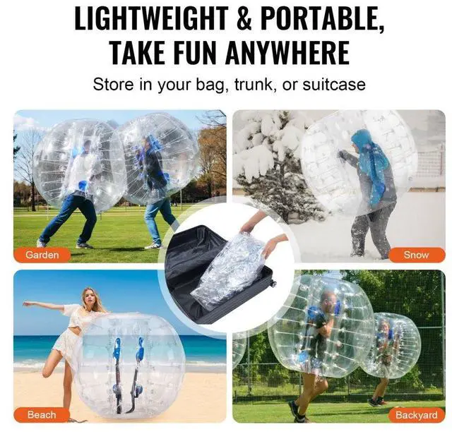 Alt view image 6 of 14 - VEVOR Inflatable Bumper Ball 1-Pack, 4FT/1.2M Body Sumo Zorb Balls for Teen, 0.8mm Thick PVC Human Hamster Bubble Balls for Outdoor Team Gaming Play, Bumper Bopper Toys for Garden, Yard, Park