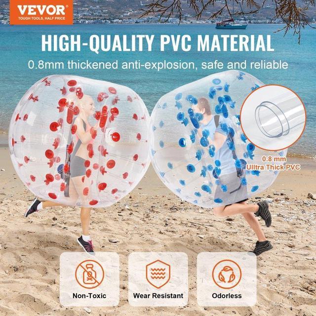 Alt view image 2 of 7 - VEVOR Inflatable Bumper Balls 2-Pack, 5FT/1.5M Body Sumo Zorb Balls for Teen & Adult, 0.8mm Thick PVC Human Hamster Bubble Balls for Outdoor Team Gaming Play, Bumper Bopper Toys for Garden, Yard, Park