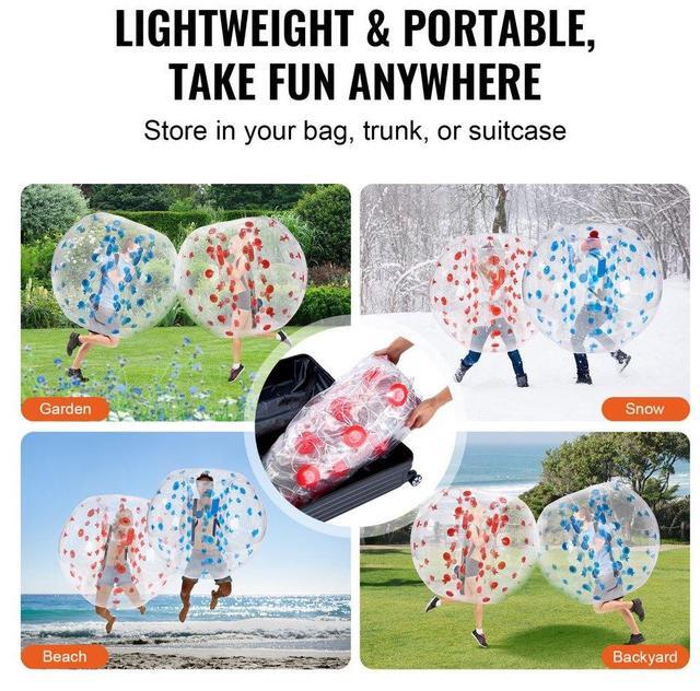 Alt view image 6 of 7 - VEVOR Inflatable Bumper Balls 2-Pack, 5FT/1.5M Body Sumo Zorb Balls for Teen & Adult, 0.8mm Thick PVC Human Hamster Bubble Balls for Outdoor Team Gaming Play, Bumper Bopper Toys for Garden, Yard, Park
