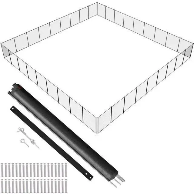 Main image of VEVOR Pool Fence, 4 x 108 FT Pool Fences for Inground Pools, Removable Child Safety Pool Fencing, Easy DIY Installation Swimming Pool Fence, 340gms Teslin PVC Pool Fence Mesh Protects Kids and Pets