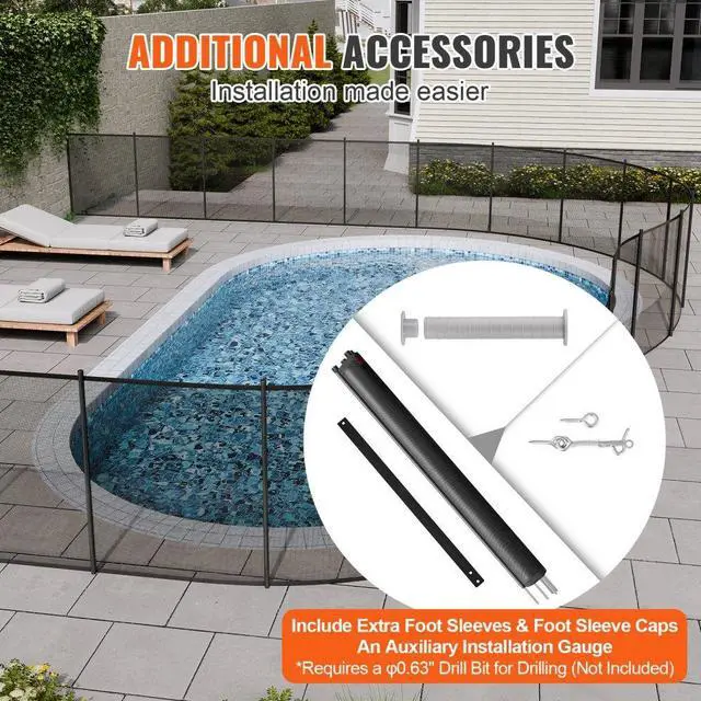 Alt view image 6 of 7 - VEVOR Pool Fence, 4 x 108 FT Pool Fences for Inground Pools, Removable Child Safety Pool Fencing, Easy DIY Installation Swimming Pool Fence, 340gms Teslin PVC Pool Fence Mesh Protects Kids and Pets