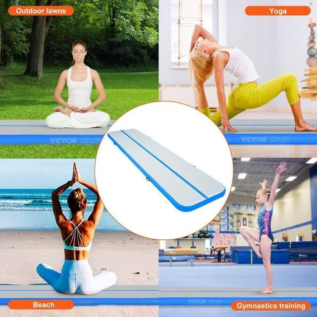 Alt view image 6 of 7 - VEVOR Gymnastics Air Mat, 4 inch Thickness Inflatable Gymnastics Tumbling Mat, Tumble Track with Electric Pump, Training Mats for Home Use/Gym/Yoga/Cheerleading/Beach/Park/Water, 13 ft, Blue