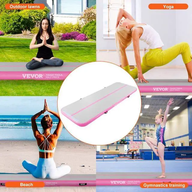 Alt view image 6 of 7 - VEVOR Gymnastics Air Mat, 4 inch Thickness Inflatable Gymnastics Tumbling Mat, Tumble Track with Electric Pump, Training Mats for Home Use/Gym/Yoga/Cheerleading/Beach/Park/Water, 10 ft, Pink