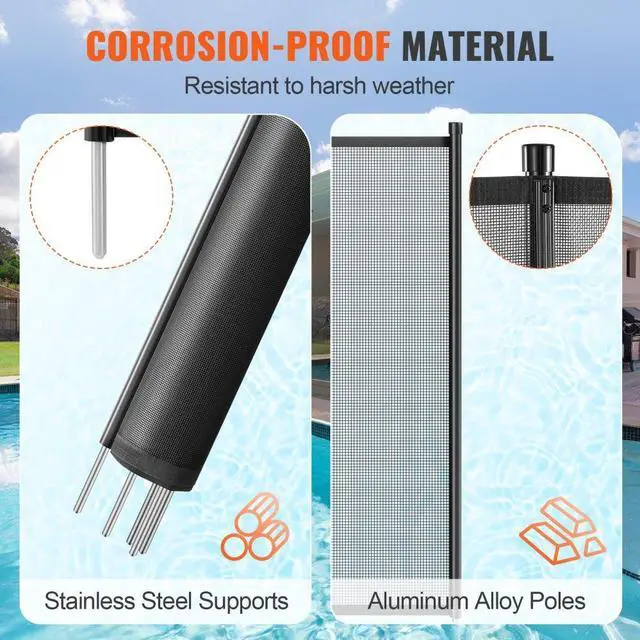 Alt view image 3 of 7 - VEVOR Pool Fence, 4 x 96 FT Pool Fences for Inground Pools, Removable Child Safety Pool Fencing, Easy DIY Installation Swimming Pool Fence, 340gms Teslin PVC Pool Fence Mesh Protects Kids and Pets