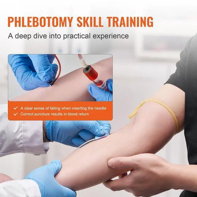 Alt view image 3 of 7 - VEVOR Phlebotomy Practice Kit, IV Venipuncture Intravenous Training Kit, High Simulation IV Practice Arm Kit with Carrying Bag, Practice and Perfect IV Skills, for Students Nurses and Professionals
