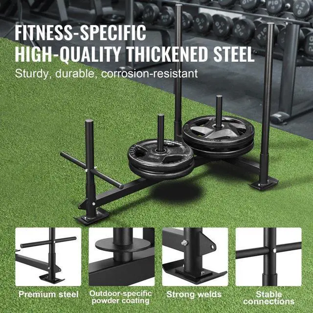 Alt view image 5 of 7 - VEVOR Weight Training Sled, Pull Push Power Sled with Handle, Fitness Strength Resistance Training, Steel Workout Equipment for Athletic Exercise & Speed Improvement, Fit for 2" Weight Plate, Black
