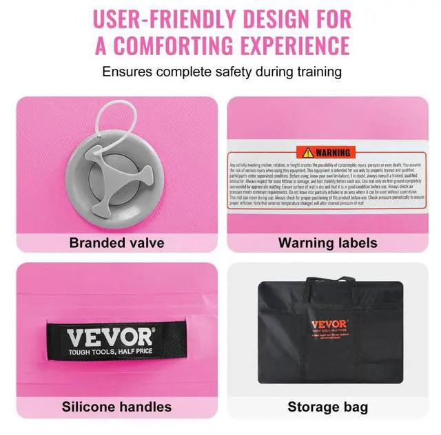 Alt view image 5 of 14 - VEVOR Inflatable Gymnastics Air Mat Set, 2 PCS Tumbling Mat, Tumble Track with Electric Pump, Air Roller Barrel Gymnastics Equipment, Training Mats for Home Use/Gym/Yoga/Cheerleading/Beach/Park/Water