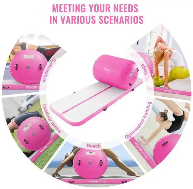 Alt view image 6 of 14 - VEVOR Inflatable Gymnastics Air Mat Set, 2 PCS Tumbling Mat, Tumble Track with Electric Pump, Air Roller Barrel Gymnastics Equipment, Training Mats for Home Use/Gym/Yoga/Cheerleading/Beach/Park/Water