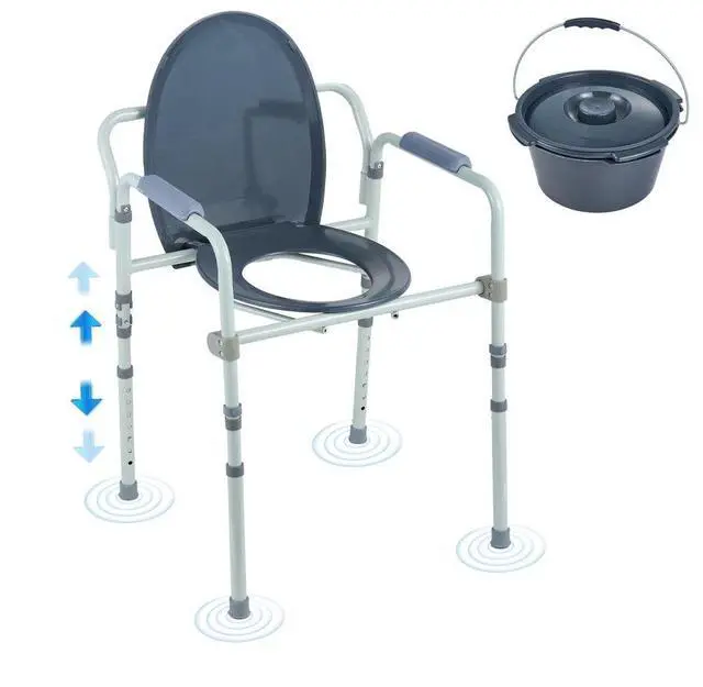 Main image of VEVOR Commode Chair, Bedside Commode with Wider Toilet Seat, 7-Level Adjustable Height, 5.8L Removable Bucket, Easy to Assemble, 350 LBS Capacity, Raised Toilet Seat for Adults Seniors