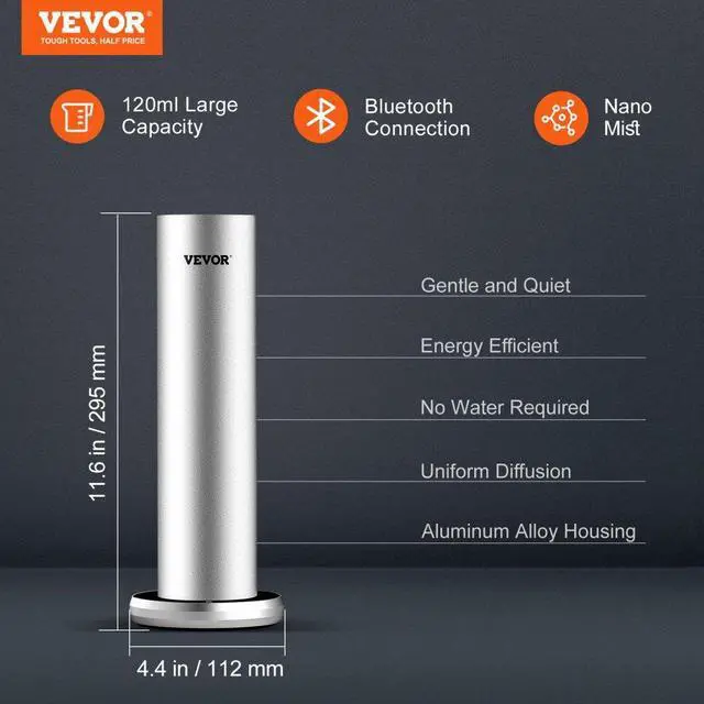Alt view image 2 of 14 - VEVOR Scent Air Machine for Home, 120ml Bluetooth Smart Cold Air Diffuser, 1000sq.ft Waterless Essential Oil Scent Air Diffuser, Floor Standing Aromatherapy Machine for Spa, Yoga, Home, Office, Hotel