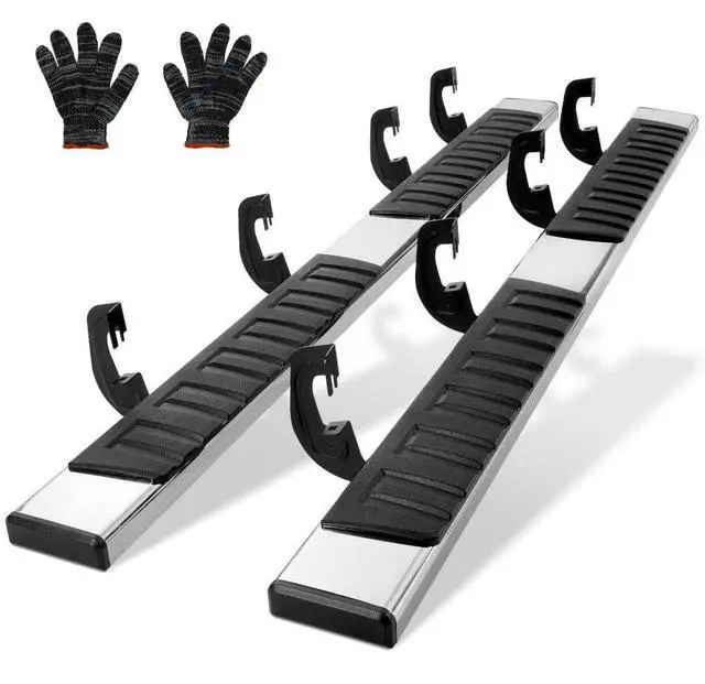 Main image of VEVOR Running Boards, 6" Step Bars Compatible with 2007-2018 Chevy Silverado/GMC Sierra 1500 Crew Cab/2019 2500HD 3500HD 1500 LD, 201 Stainless Steel Side Steps Nerf Bars, 500LBS Capacity, 2 Piece