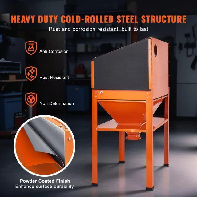 Alt view image 5 of 7 - VEVOR 60 Gallon Sandblasting Cabinet, 40-120PSI Sand Blasting Cabinet with Stand, Heavy Duty Steel Sand Blaster with Blasting Gun & 4 Ceramic Nozzles for Paint, Stain, Rust Removal