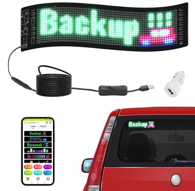 Main image of VEVOR Programmable LED Sign, P5 Full Color LED Scrolling Panel, DIY Custom Text Animation Pattern Display Board, Bluetooth APP Control Message Shop Sign for Store Business Car Bar Advertising, 15"x4"