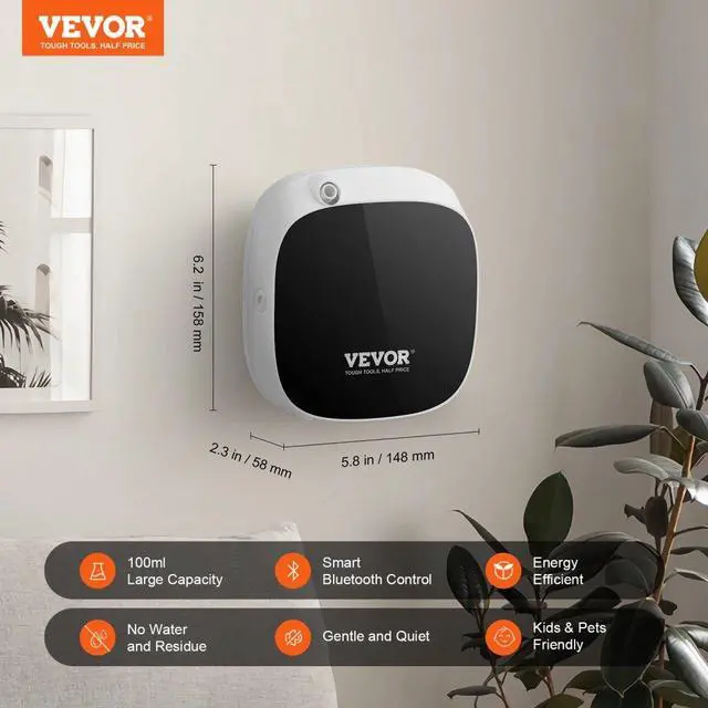 Alt view image 2 of 14 - VEVOR Scent Air Machine for Home, 100ML with Cold Air Technology, Waterless Smart Essential Oil Diffuser with USB & Battery Powered, Cover Up to 1000 Sq.Ft for Living Room, Bath Room, Spa