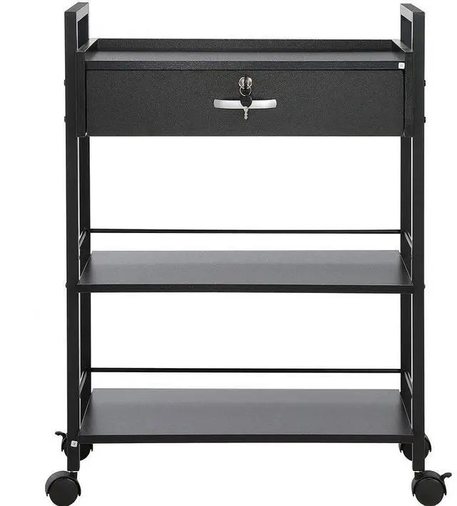 Main image of VEVOR Beauty Salon Trolley Cart, 3-Tier Hair Salon Stations Cabinet for Stylist with Lockable Drawer, MDF Rolling Storage Station with 4 Wheels (2 Lockable) for Beauty SPA Barbershop Tattoo