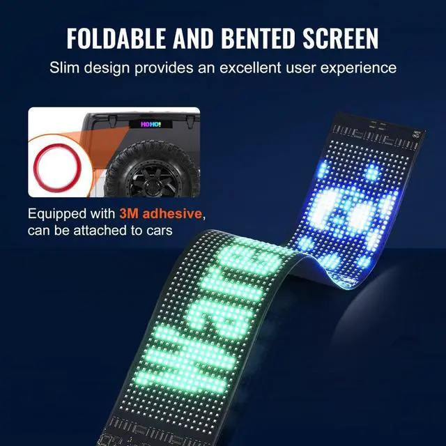 Alt view image 4 of 7 - VEVOR Programmable LED Sign, P6 Full Color LED Scrolling Panel, DIY Custom Text Animation Pattern Display Board, Bluetooth APP Control Message Shop Sign for Store Business Car Advertising, 27"x5"