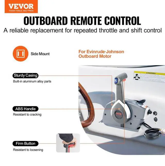 Alt view image 2 of 7 - VEVOR Boat Throttle Control, 5006180 Side-Mounted Outboard Remote Control Box for Evinrude Johnson, Marine Throttle Control Box with Power Trim Switch and Lanyard