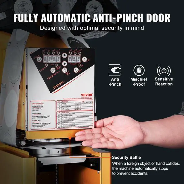 Alt view image 6 of 7 - VEVOR Fully Automatic Cup Sealing Machine, 500-650 Cups/H, Cup Sealer Machine for 190 mm Tall & 90/95 mm Cup, Electric Boba Tea Sealer with Digital Control LCD Panel for Bubble Milk Tea Coffee, Gold