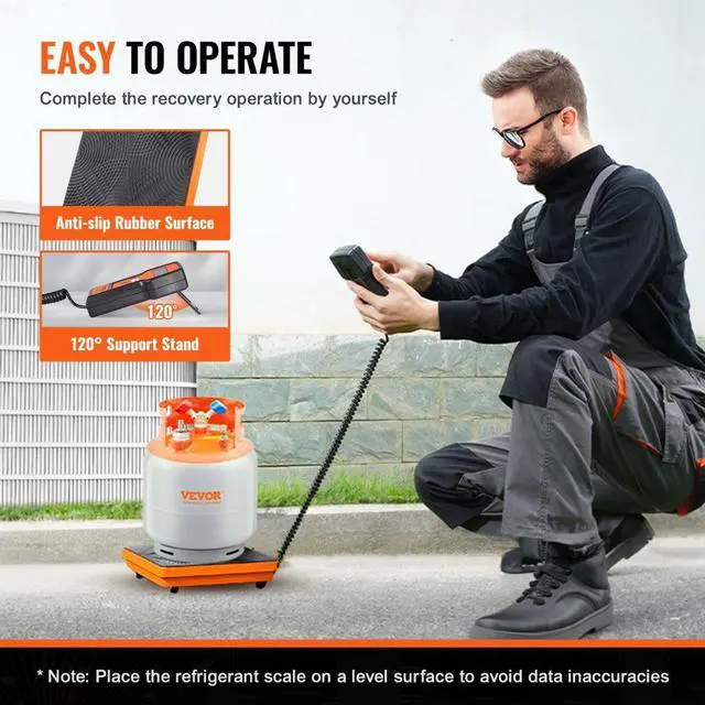 Alt view image 6 of 14 - VEVOR Refrigerant Scale 220 LBS HAVC Charging Recovery Freon Scale, with Wired Remote Control, 5g High Precision Electronic Digital Recovery Weight Scale with Case and Dry Battery