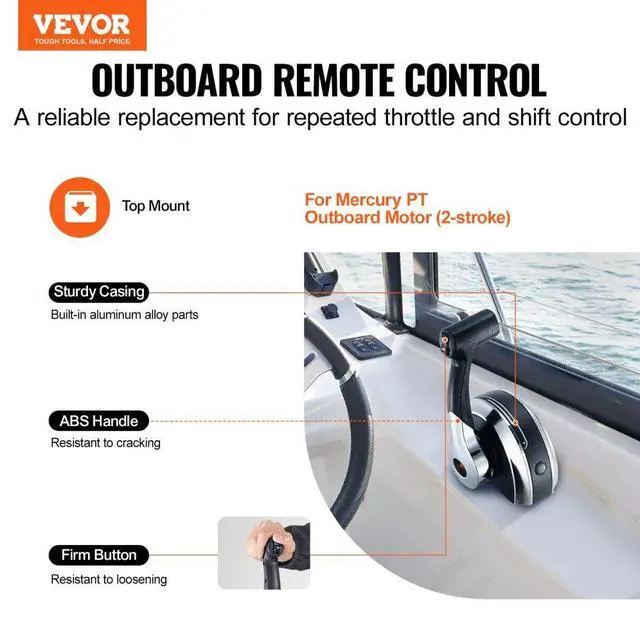 Alt view image 2 of 7 - VEVOR Boat Throttle Control, 8M0059686 Top-Mounted Outboard Remote Control Box for Mercury PT 2-Stroke, Marine Throttle Control Gear Box with Power Trim Switch