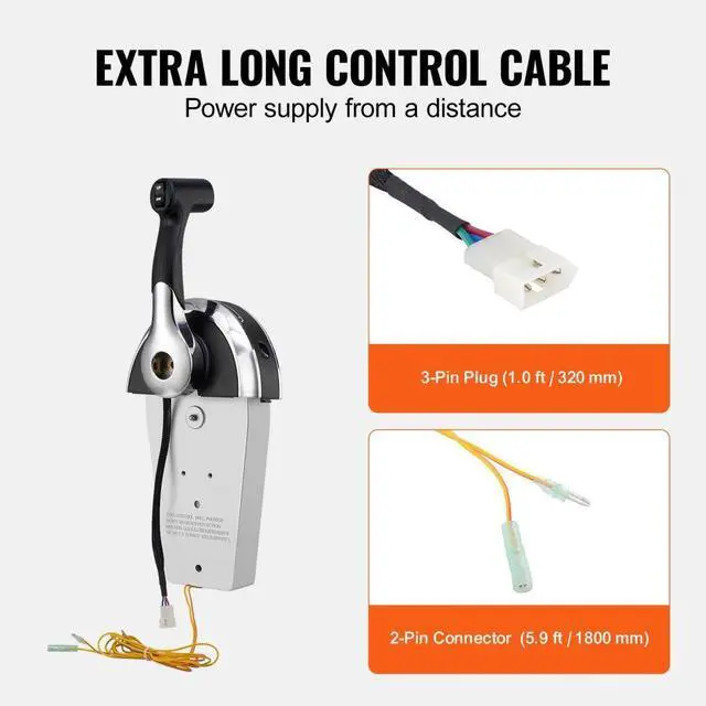 Alt view image 6 of 7 - VEVOR Boat Throttle Control, 8M0059686 Top-Mounted Outboard Remote Control Box for Mercury PT 2-Stroke, Marine Throttle Control Gear Box with Power Trim Switch