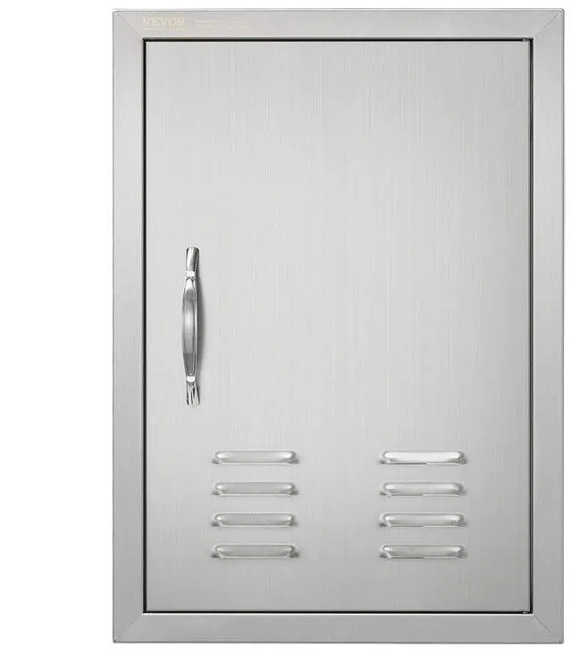 Main image of VEVOR BBQ Access Door, 17W x 24H Inch Single Outdoor Kitchen Door, Stainless Steel Flush Mount Door, Wall Vertical Door with Handle, Vents and Hook, for BBQ Island, Grilling Station, Outside Cabinet