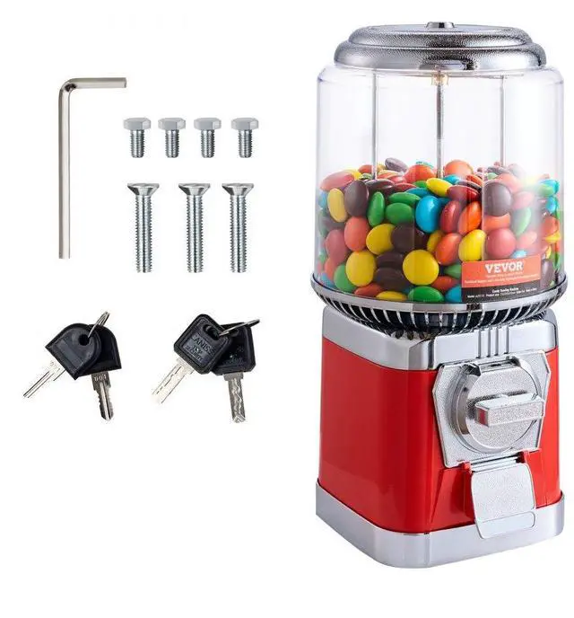 Main image of VEVOR 16"H Gumball Machine Vending Coin Bank Vintage Candy Dispenser PC Red