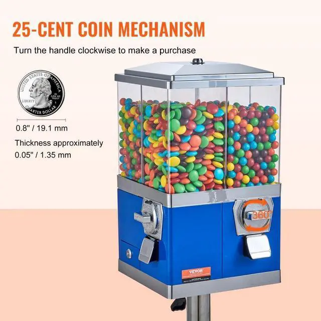 Alt view image 4 of 14 - VEVOR Gumball Machine with Stand Vending Coin Bank Vintage Candy Dispenser Bule