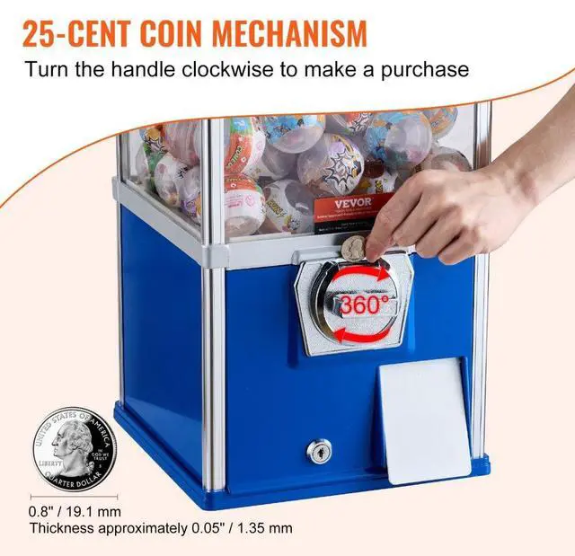 Alt view image 4 of 14 - VEVOR 25"H Gumball Machine Vending Coin Bank Vintage Gumballs Dispenser PS Bule