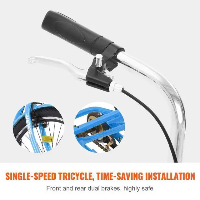 Alt view image 4 of 7 - VEVOR  Adult Tricycles Bike, 24 Inch Three-Wheeled Bicycles, 3 Wheel Bikes Trikes, Carbon Steel Cruiser Bike with Basket & Adjustable Seat, Picnic Shopping Tricycles for Seniors, Women, Men (Blue)