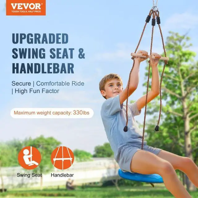 Alt view image 3 of 15 - VEVOR Zipline Kit for Kids and Adult, 52 ft Zip Line Kits Up to 500 lb, Backyard Outdoor Quick Setup Zipline, Playground Entertainment with Zipline, Nylon Safety Harness, Seat, and Handlebar
