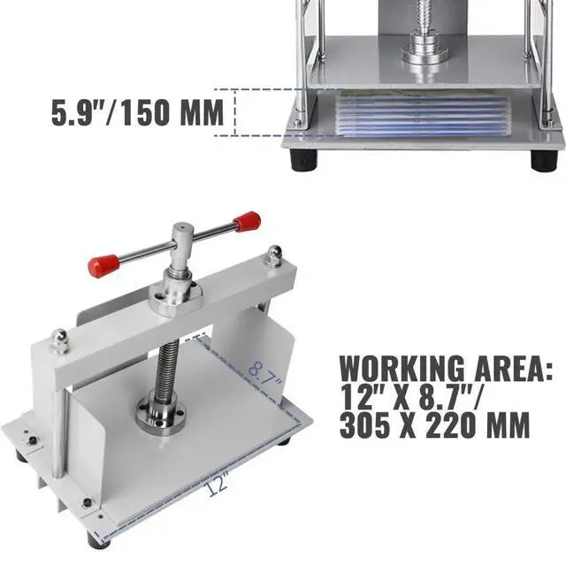 Alt view image 3 of 7 - VEVOR Manual Paper Press Machine, 12x8.6 inch for A4 Sized Papers Flatting Machine, 10cm Thickness Steel Frame Manual Flat Paper Press Machine, Papermaking Book Press