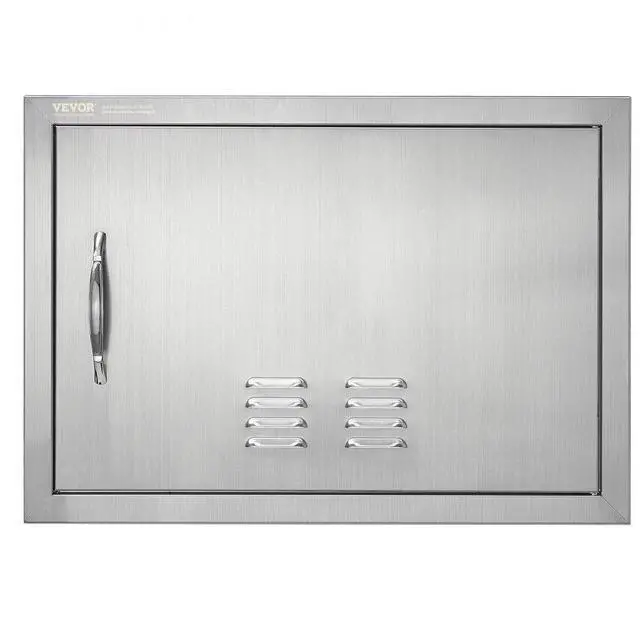 Main image of VEVOR BBQ Access Door, 24W x 17H Inch Single Outdoor Kitchen Door, Stainless Steel Flush Mount Door, Wall Vertical Door with Handle and vents, for BBQ Island, Grilling Station, Outside Cabinet