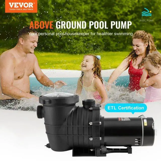 Alt view image 2 of 7 - VEVOR Above Ground Pool Pump, 2 HP, 110 GPM Max Flow Single Speed Swimming Pool Pump, 110V/240V 3450 RPM 59 ft Max Head Pool Pump with Filter Basket, for Above Ground Pools Hot Tubs Spas
