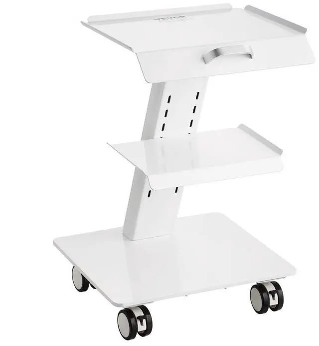 Main image of VEVOR Lab Trolley, 3-Layer Rolling Lab Cart, Metal Mobile Trolley with Swivel Wheels, Tray Rolling Clinic Cart 220 lbs Weight Capacity, for Lab, Clinic, Beauty and Salon