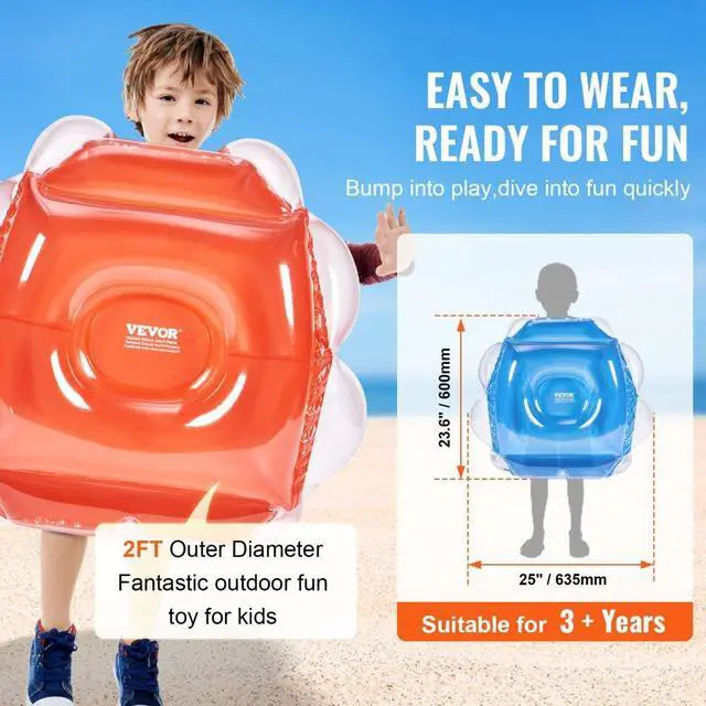 Alt view image 3 of 7 - VEVOR Inflatable Bumper Balls 2-Pack, 2FT/0.6M Body Sumo Zorb Balls for Kids, Durable PVC Human Hamster Bubble Balls for Child Outdoor Team Gaming Play, Bumper Bopper Toys for Playground, Yard, Park