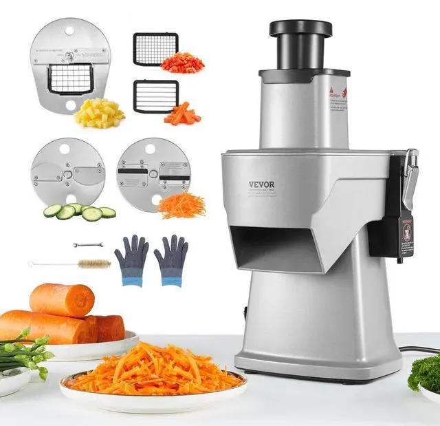Main image of VEVOR Electric Vegetable Slicer, 4 in 1 Multifunctional Food Cutter, 200W Vegetable Chopper for Slicing Shredding Dicing and Slitting, with Cut-Resistant Gloves, for Commercial and Home Use