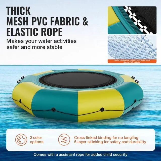 Alt view image 3 of 7 - VEVOR Inflatable Water Bouncer, 10ft Recreational Water Trampoline, Portable Bounce Swim Platform with 3-Step Ladder & Electric Air Pump, Kids Adults Floating Rebounder for Pool, Lake, Water Sports