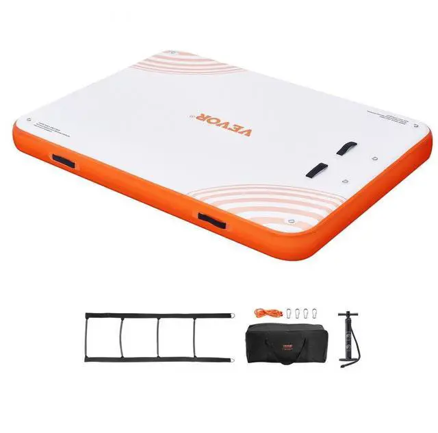 Main image of VEVOR Inflatable Floating Dock, 10 x 8FT Inflatable Dock Platform, Non-Slip Water Floating Dock Mat with Detachable Ladder & Portable Carrying Bag, Floating Platform Island Raft for Ocean Pool Beach