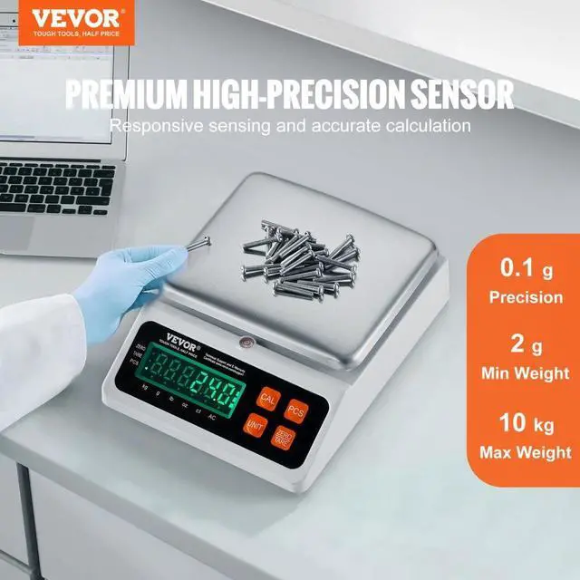 Alt view image 2 of 7 - VEVOR Industrial Counting Scale, 10 kg x 0.1 g, Digital Scale for Parts and Coins, g/kg/lb/oz/ct Units, Electronic Gram Scale Inventory Counting Scale Kitchen Jewelry Counting Scale with LED Screen