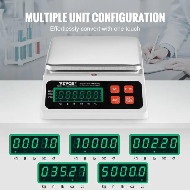 Alt view image 3 of 7 - VEVOR Industrial Counting Scale, 10 kg x 0.1 g, Digital Scale for Parts and Coins, g/kg/lb/oz/ct Units, Electronic Gram Scale Inventory Counting Scale Kitchen Jewelry Counting Scale with LED Screen