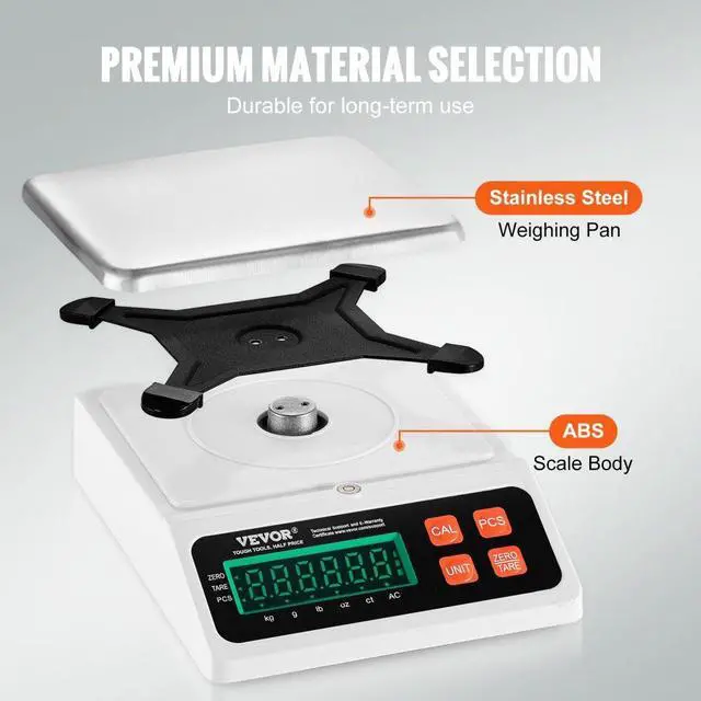 Alt view image 5 of 7 - VEVOR Industrial Counting Scale, 10 kg x 0.1 g, Digital Scale for Parts and Coins, g/kg/lb/oz/ct Units, Electronic Gram Scale Inventory Counting Scale Kitchen Jewelry Counting Scale with LED Screen
