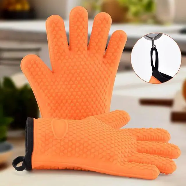 Main image of VEVOR Silicone Smoker Oven Gloves, Non-Slip Heat Resident BBQ Grill Gloves with Fingers, Waterproof & Hangable Design, Easy to Clean & Store, for Grilling, Oven, BBQ, Baking, Frying